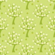 Seamless pattern with spring trees