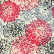 Hand-drawn flowers of dahlia N17