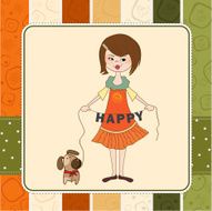 happy girl with cute dog N14
