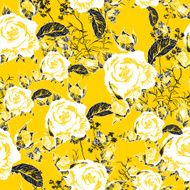 Seamless background with roses and butterflies