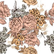 Beautiful seamless vector background with roses flowers
