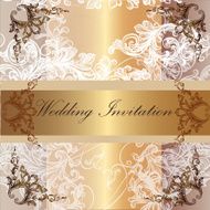 Wedding invitation card in pastel and golden colors