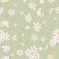 Seamless texture with pictures of flowers Chamomile