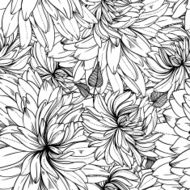 seamless monochrome vector pattern from abstract flowers N6