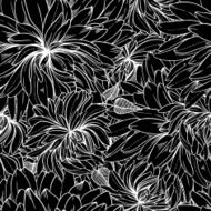 seamless monochrome vector pattern from abstract flowers N7