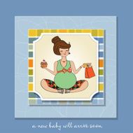 baby announcement card with pregnant woman N17