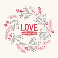 Floral wreath with valentine label