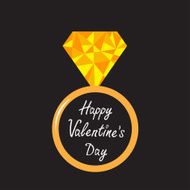 Wedding gold ring with yellow diamond Polygonal effect Happy