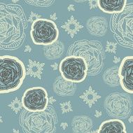 Retro style abstract blue background with flower