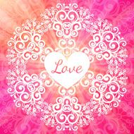 Love lacy ornate pink vector card