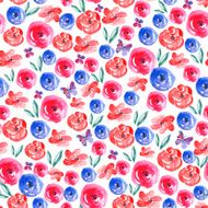 Watercolor Floral Seamless Background N6