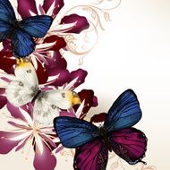 Floral vector background with butterflies and flowers N2