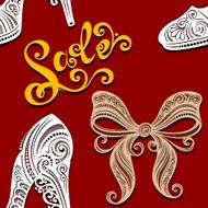 Seamless Ornate Pattern with Shoes (Vector)