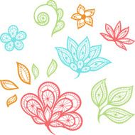 Lace floral color elements isolated on white