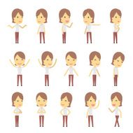 urban character set in different poses simple flat design N14