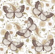 Butterflies Beautiful background with a flower ornament