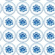Vintage shabby Chic Seamless ornament pattern blue flowers leaves Vector