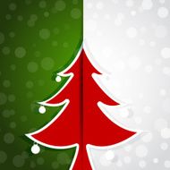 red tree paper Christmas card