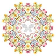 flower circle design on grunge background with lace ornament N2