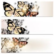 Abstract brochures set in floral style with butterflies