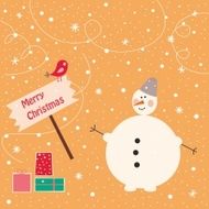 Cute christmas snowman with presents in vector