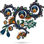 Flower pattern motif for vintage design card vector Colored version