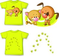 kid shirt with cute cat and dog printed N2