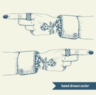 Tattooed hand and with pointing finger N2