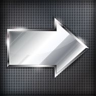 Arrow sign on a metal background