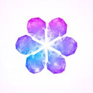 Card template with flower made of colorful gemstones