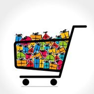 trolley with full of gift box