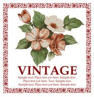 Greeting card Flowers Beautiful background with flower drawing N2