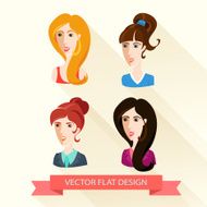 Set of flat design women&#039;s portraits