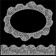 Lace oval frame and seamless stripe Vintage white Doily isolated