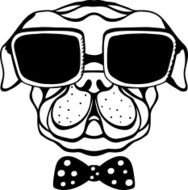 Dog with bow tie and glasses