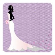 Silhouette of beautiful bride in lace dress