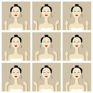 Face massage illustration with asian woman for your design N2