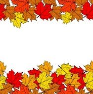 Autumn leaves seamless horizontal pattern