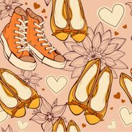 Fashion seamless of shoes and flowers N4