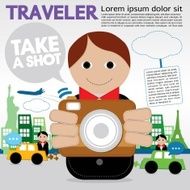 Traveler holding a camera illustration