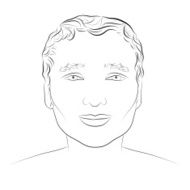 Ink drawing of young attractive male face