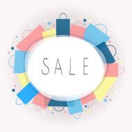 Color background with shopping bags