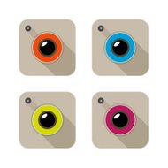 Flat long shadow camera icons N2