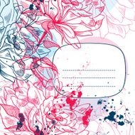 grunge frame with roses and spots of paint