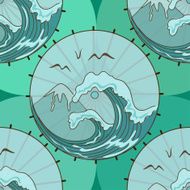 Seamless pattern of isolated Japanese umbrellas