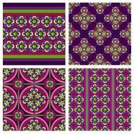 Set of 4 seamless violet ornament floral patterns