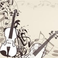 Music vector background with violin and notes