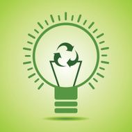Green recycle icon make filament of an eco bulb