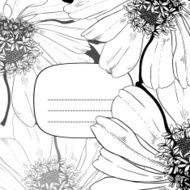 monochrome vector frame from abstract flowers N2