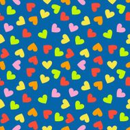 Seamless vintage random colorful heart pattern background